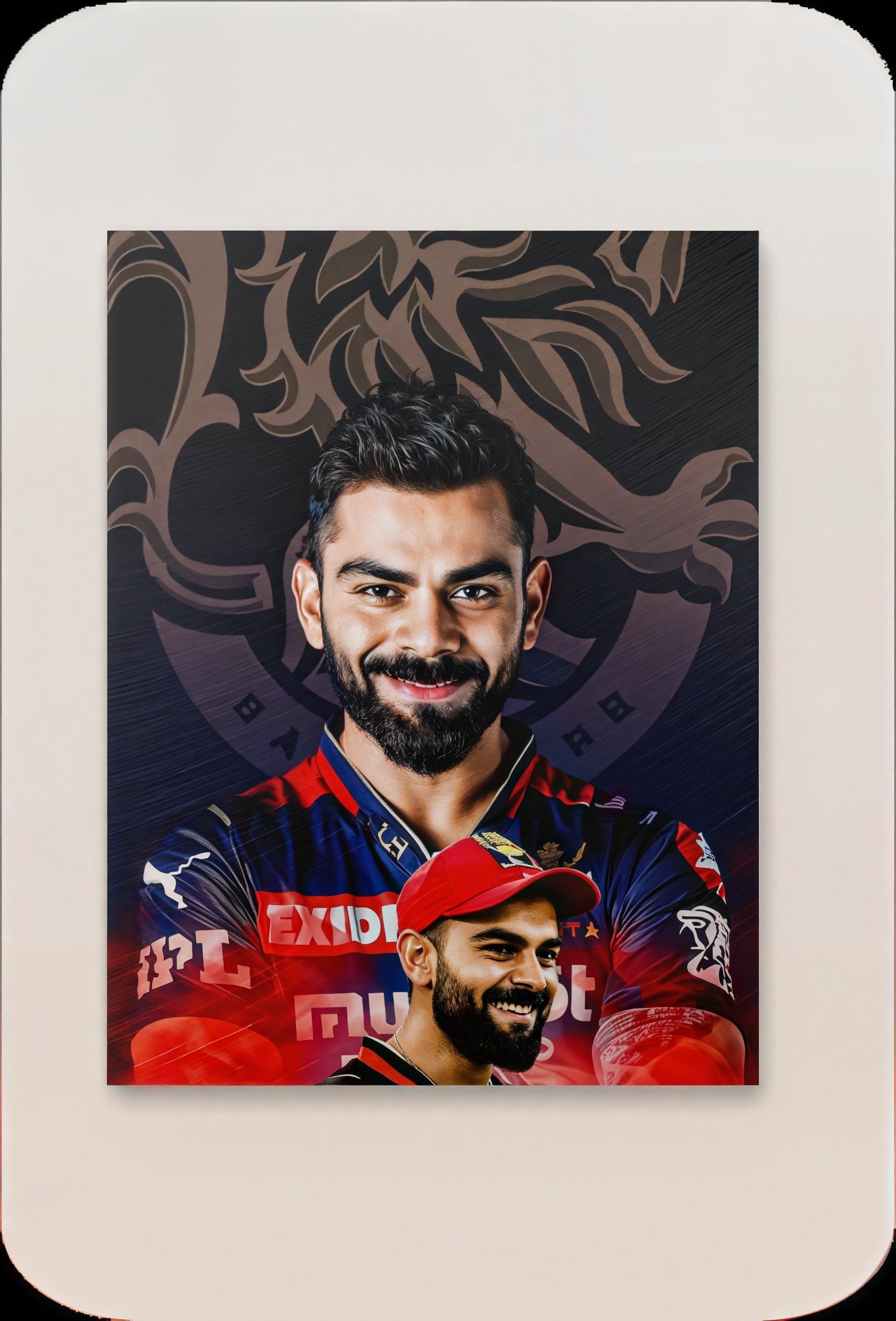 𝐕𝐢𝐫𝐚𝐭 𝐊𝐨𝐡𝐥𝐢 𝐑𝐂𝐁 𝐆𝐥𝐨𝐫𝐲 – 𝐏𝐫𝐞𝐦𝐢𝐮𝐦 𝟖𝐱𝟏𝟏.𝟕 𝐌𝐞𝐭𝐚𝐥 𝐖𝐚𝐥𝐥 𝐏𝐨𝐬𝐭𝐞𝐫 | 𝐁𝐨𝐥𝐝 𝐌𝐚𝐭𝐭𝐞 𝐅𝐢𝐧𝐢𝐬𝐡