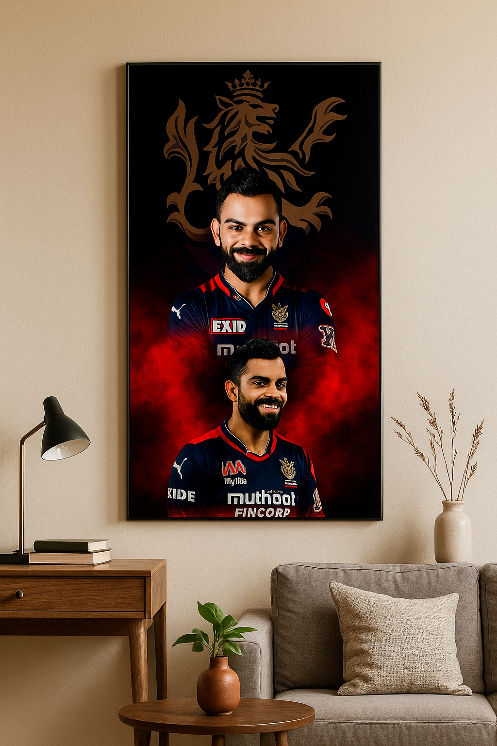 𝐕𝐢𝐫𝐚𝐭 𝐊𝐨𝐡𝐥𝐢 𝐑𝐂𝐁 𝐆𝐥𝐨𝐫𝐲 – 𝐏𝐫𝐞𝐦𝐢𝐮𝐦 𝟖𝐱𝟏𝟏.𝟕 𝐌𝐞𝐭𝐚𝐥 𝐖𝐚𝐥𝐥 𝐏𝐨𝐬𝐭𝐞𝐫 | 𝐁𝐨𝐥𝐝 𝐌𝐚𝐭𝐭𝐞 𝐅𝐢𝐧𝐢𝐬𝐡