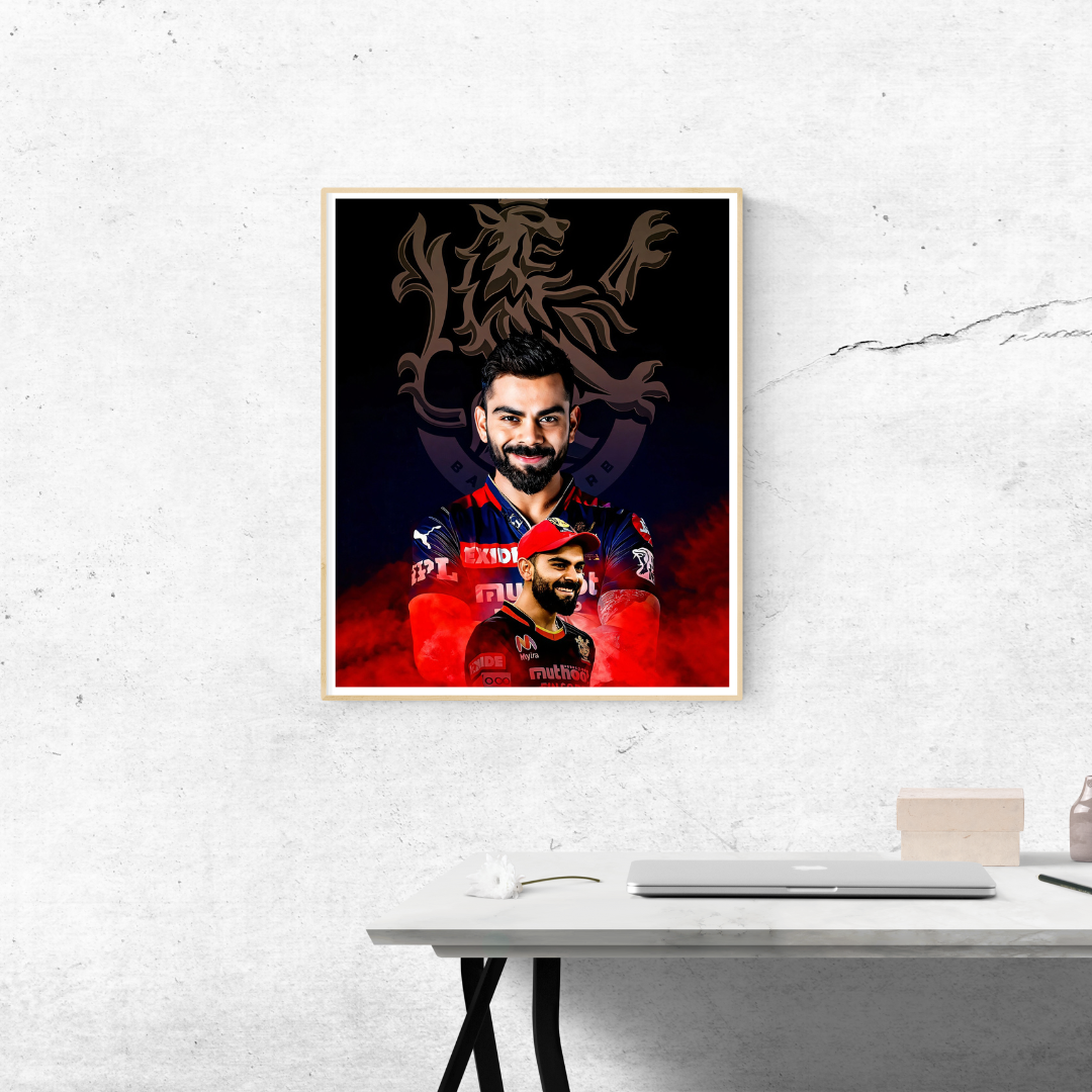 𝐕𝐢𝐫𝐚𝐭 𝐊𝐨𝐡𝐥𝐢 𝐑𝐂𝐁 𝐆𝐥𝐨𝐫𝐲 – 𝐏𝐫𝐞𝐦𝐢𝐮𝐦 𝟖𝐱𝟏𝟏.𝟕 𝐌𝐞𝐭𝐚𝐥 𝐖𝐚𝐥𝐥 𝐏𝐨𝐬𝐭𝐞𝐫 | 𝐁𝐨𝐥𝐝 𝐌𝐚𝐭𝐭𝐞 𝐅𝐢𝐧𝐢𝐬𝐡