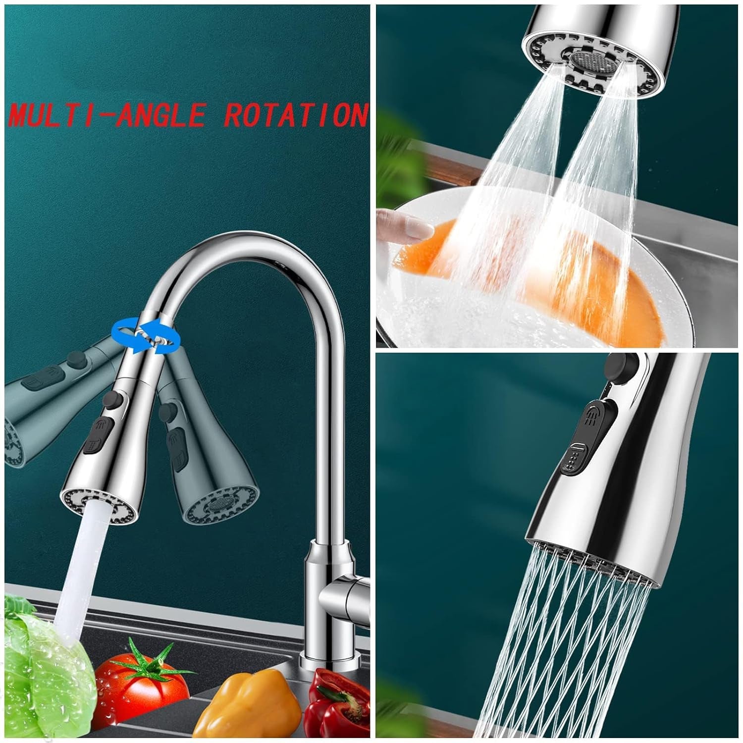 𝗠𝘂𝗹𝘁𝗶-𝗙𝘂𝗻𝗰𝘁𝗶𝗼𝗻 𝗙𝗮𝘂𝗰𝗲𝘁 𝗦𝗽𝗿𝗮𝘆 𝗛𝗲𝗮𝗱 – 𝟯 𝗦𝗽𝗿𝗮𝘆 𝗠𝗼𝗱𝗲𝘀 & 𝟯𝟲𝟬° 𝗥𝗼𝘁𝗮𝘁𝗶𝗼𝗻 𝗳𝗼𝗿 𝗘𝗮𝘀𝘆 𝗞𝗶𝘁𝗰𝗵𝗲𝗻 𝗖𝗹𝗲𝗮𝗻𝗶𝗻𝗴